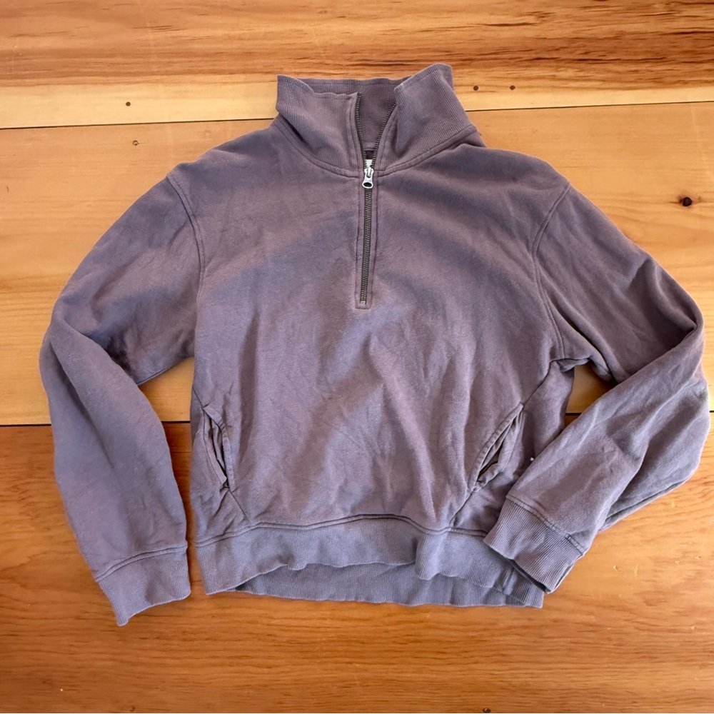 Pact Deep Taupe Essential Loopback Terry Quarter Zip Sweatshirt